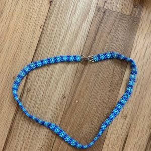 Flower beaded choker necklace